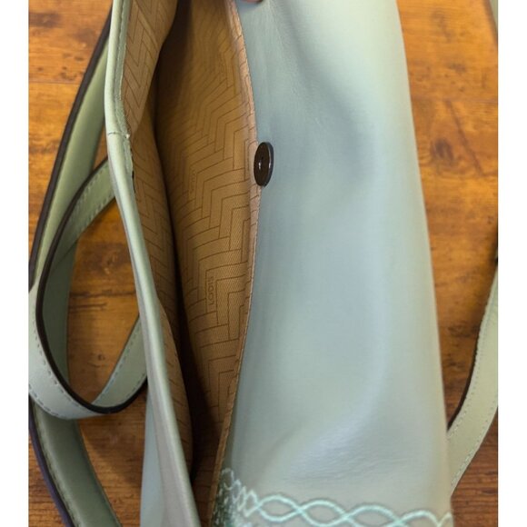 Lodis Embossed Mint Green Leather Crossbody Bag - Picture 3 of 7